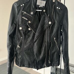 BCBG Black Leather Moto Jacket